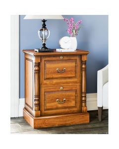 La Reine Wooden 2 Drawers Filing Cabinet In Distressed Light Brown