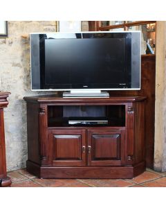 La Roque Corner Wooden 2 Doors TV Stand In Mahogany