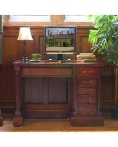 La Roque Wooden Single Pedestal Computer Desk In Mahogany