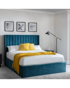 Langham Velvet Storage Super King Size Bed In Teal