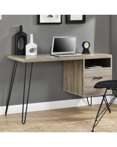 Landon Wooden Computer Desk In Distressed Grey Oak