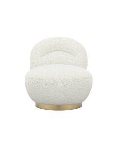Langham Swivel Boucle Fabric Accent Chair In Ivory