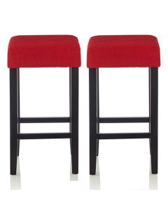 Lantana Red Fabric Upholstered Bar Stools With Black Legs In Pair