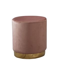 Lara Vintage Pink Velvet Pouffe With Golden Metal Base