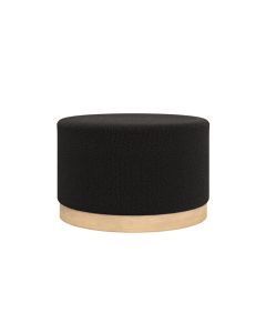 Lara Large Boucle Fabric Pouffe In Black With Natural Base