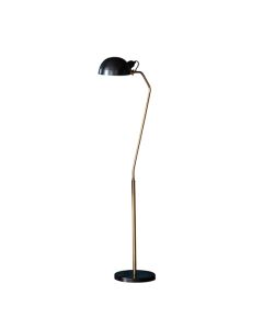 Largo Task Floor Lamp In Satin Black And Aged Brass