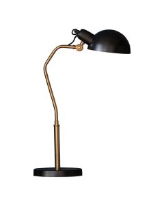 Largo Task Table Lamp In Satin Black And Aged Brass