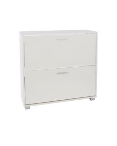 Elmont Wooden Shoe Storage Cabinet With 2 Flap Doors In White