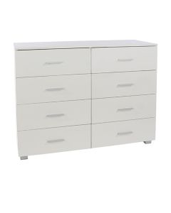 Elmont Wide Wooden Chest Of 8 Drawers In White