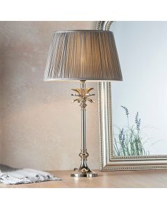 Leaf And Freya Medium Charcoal Shade Table Lamp In Polished Nickel