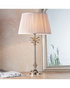 Leaf And Freya Medium Dusky Pink Shade Table Lamp In Polished Nickel