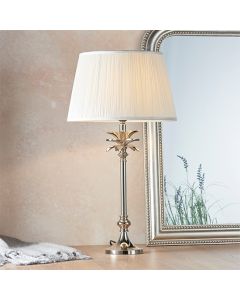 Leaf And Freya Medium Vintage White Shade Table Lamp In Polished Nickel