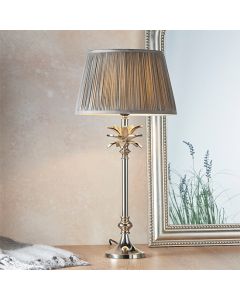 Leaf And Freya Small Charcoal Shade Table Lamp In Polished Nickel