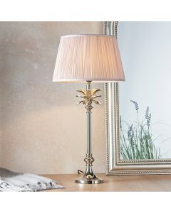 Leaf And Freya Small Dusky Pink Shade Table Lamp In Polished Nickel