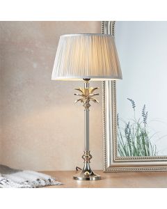 Leaf And Freya Small Silver Shade Table Lamp In Polished Nickel