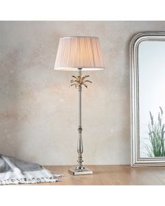Leaf And Freya Tall Dusky Pink Shade Table Lamp In Polished Nickel