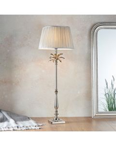 Leaf And Freya Tall Silver Shade Table Lamp In Polished Nickel