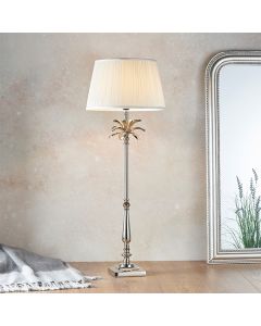 Leaf And Freya Tall Vintage White Shade Table Lamp In Polished Nickel