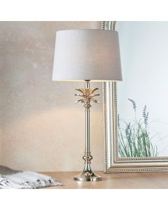 Leaf And Mia Small Charcoal Shade Table Lamp In Polished Nickel