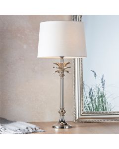 Leaf And Mia Small Vintage White Shade Table Lamp In Polished Nickel