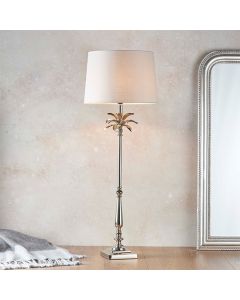 Leaf And Mia Tall Natural Shade Table Lamp In Polished Nickel