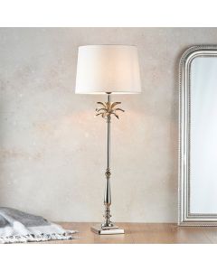 Leaf And Mia Tall Vintage White Shade Table Lamp In Polished Nickel