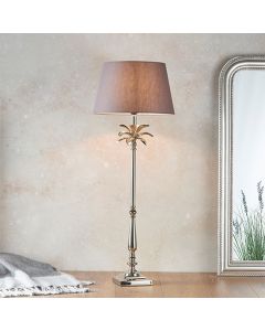 Leaf And Evie Charcoal Shade Table Lamp In Polished Nickel