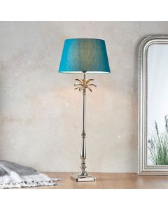 Leaf And Evie Green Shade Table Lamp In Polished Nickel