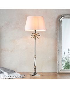 Leaf And Evie Pink Shade Table Lamp In Polished Nickel