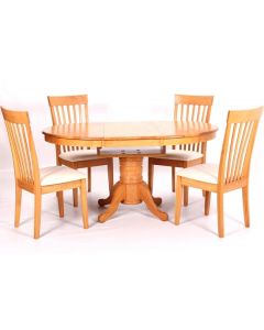 Leicester Extending Wooden Dining Set In Light Oak With 4 Chairs