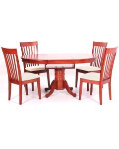 Leicester Extending Wooden Dining Set In Mahogany With 4 Chairs