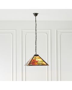 Lelani Medium Tiffany Glass Ceiling Pendant Light In Dark Bronze