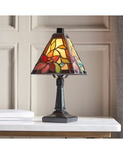 Lelani Mini Tiffany Glass Table Lamp In Matt Black