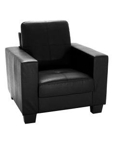 Lena Bonded Leather And PVC 1 Seater Sofa In Black