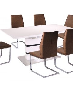 Leona Extending Dining Table In White And Black High Gloss