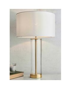 Lessina Vintage White Fabric Touch Table Lamp In Satin Brass