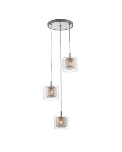 Lewisham 3 Glass Shade Bulbs Decorative Ceiling Pendant Light In Copper