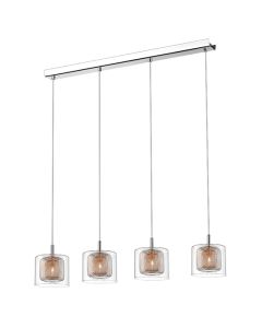 Lewisham 4 Glass Shade Bulbs Decorative Ceiling Pendant Light In Copper
