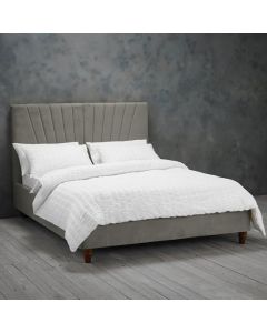 Lexie Velvet Upholstered Double Bed In Silver