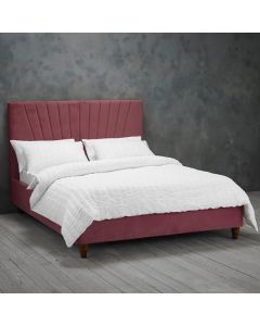 Lexie Velvet Upholstered King Size Bed In Pink