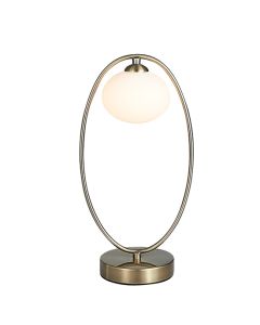 Leyburn 1 Opal Glass Globe Bulb Table Lamp In Antique Brass
