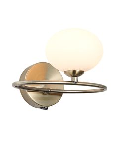 Leyburn 1 Opal Glass Globe Bulb Wall Light In Antique Brass