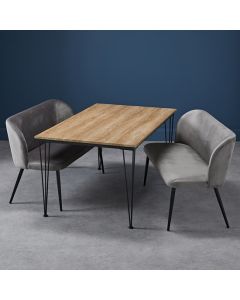 Liberty Medium Wooden Dining Table In Oak With 2 Zara Grey Benches
