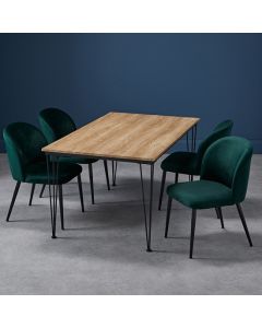 Liberty Medium Wooden Dining Table In Oak With 4 Zara Green Chairs