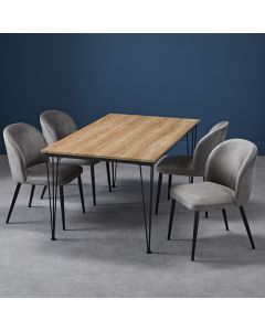 Liberty Medium Wooden Dining Table In Oak With 4 Zara Grey Chairs