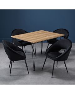 Liberty Small Wooden Dining Table In Oak With 4 Lulu Black Chairs