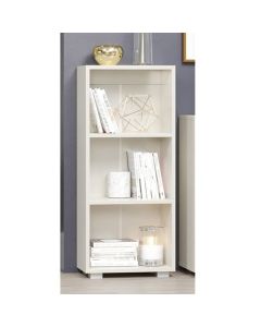 Lido Wooden Low Narrow Bookcase In White High Gloss