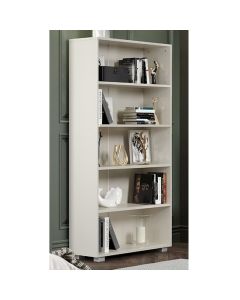 Lido Wooden Tall Bookcase In White High Gloss