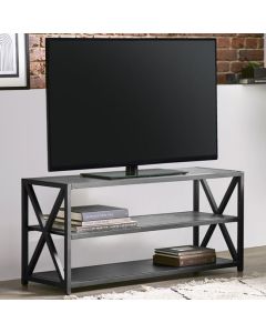 Lima Wooden TV Stand In Black Ash With Black Metal Frame