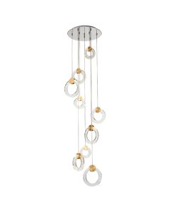 Linton 9 Spherical Shaped Glass Decorative Ceiling Pendant Light In Gold